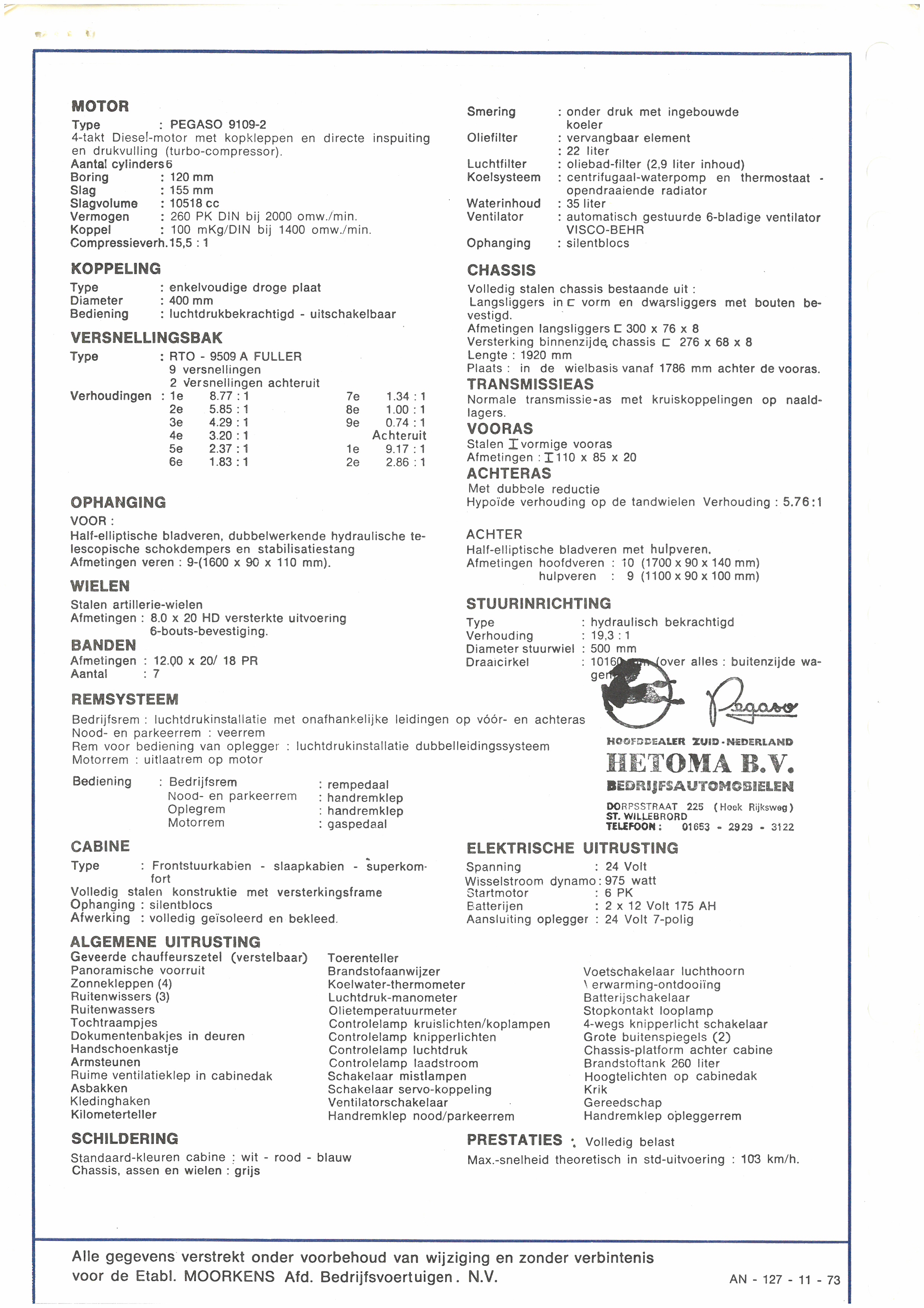 Photo: Pegaso 2080:50 B | Pegaso Data Sheets Album | Dutch Model Truck ...